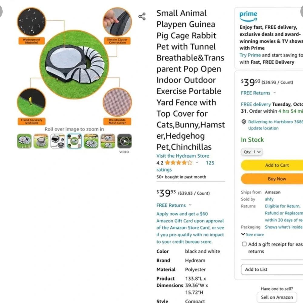 Small animal playpen